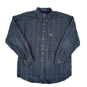 Pendleton Shirt Mens Large‎ Green Plaid Cotton Flannel Long Sleeve Button Up